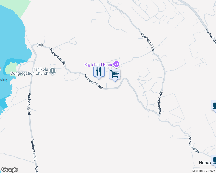 map of restaurants, bars, coffee shops, grocery stores, and more near 82-5680 Kahau Place in Captain Cook