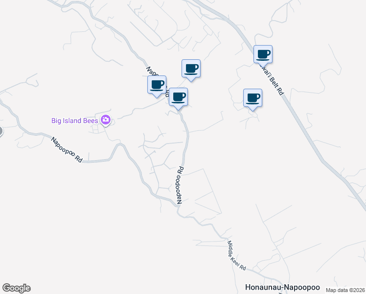 map of restaurants, bars, coffee shops, grocery stores, and more near 83-1028 Kahauloa Place in Captain Cook