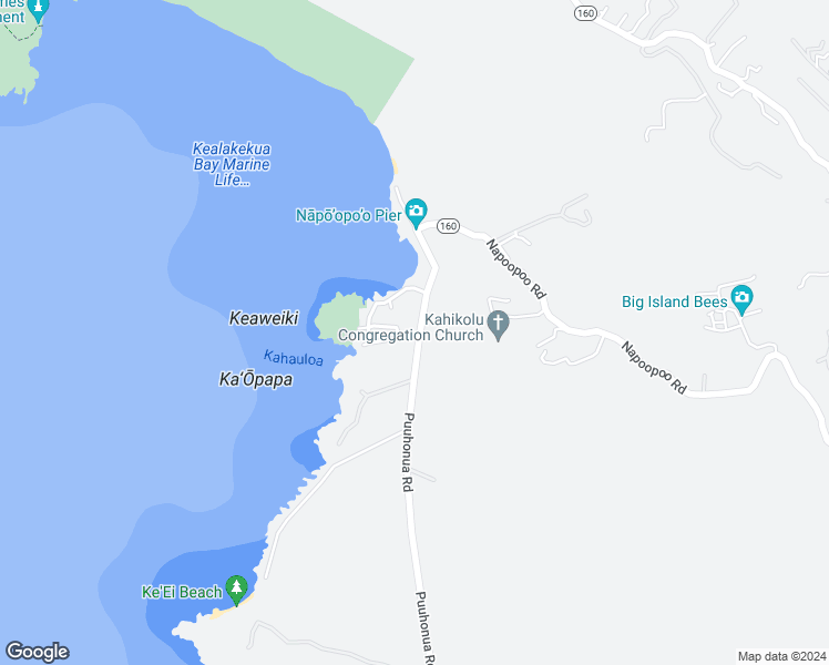 map of restaurants, bars, coffee shops, grocery stores, and more near 82-6271 Puuhonua Road in Captain Cook