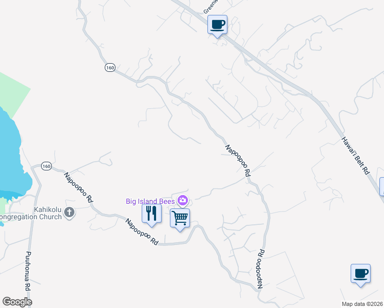 map of restaurants, bars, coffee shops, grocery stores, and more near 82-5886 Old Government Road in Captain Cook