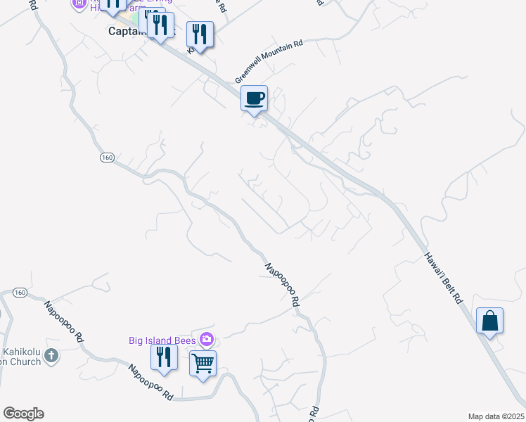 map of restaurants, bars, coffee shops, grocery stores, and more near 82-5957 Wakida Drive in Captain Cook