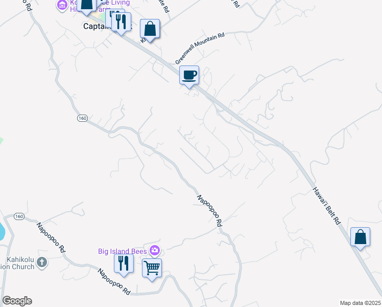 map of restaurants, bars, coffee shops, grocery stores, and more near 82-5957 Wakida Drive in Captain Cook