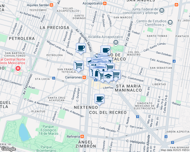 map of restaurants, bars, coffee shops, grocery stores, and more near 510 Reforma in Ciudad de México