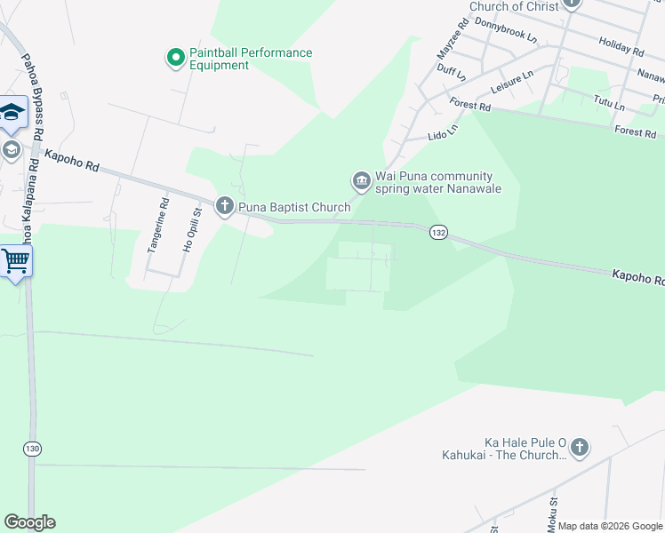 map of restaurants, bars, coffee shops, grocery stores, and more near 14-3280 Pualaa Road in Pāhoa