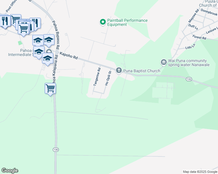 map of restaurants, bars, coffee shops, grocery stores, and more near 15-3251 Ho Opili Street in Pāhoa