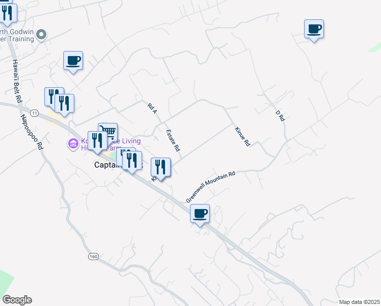 map of restaurants, bars, coffee shops, grocery stores, and more near Kiloa Road in Captain Cook