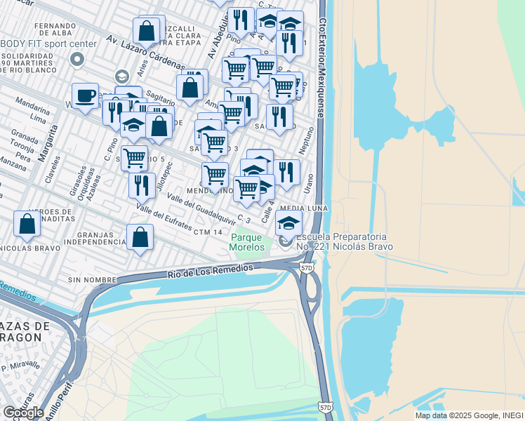map of restaurants, bars, coffee shops, grocery stores, and more near 5 in Ecatepec