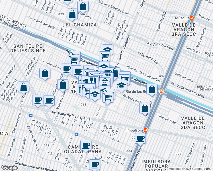 map of restaurants, bars, coffee shops, grocery stores, and more near 5 in Ecatepec