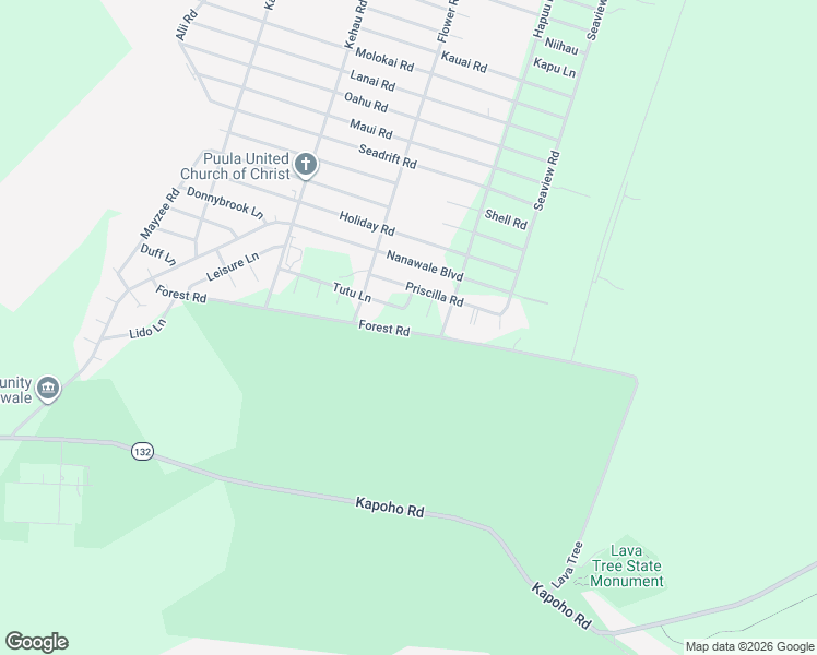 map of restaurants, bars, coffee shops, grocery stores, and more near 14-3543 Forest Road in Pāhoa