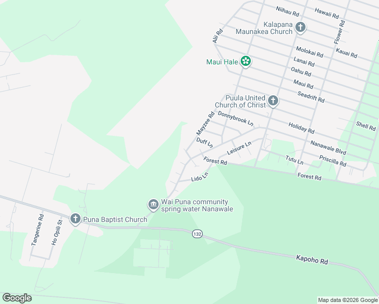 map of restaurants, bars, coffee shops, grocery stores, and more near 14-3387 Nanawale Boulevard in Pāhoa
