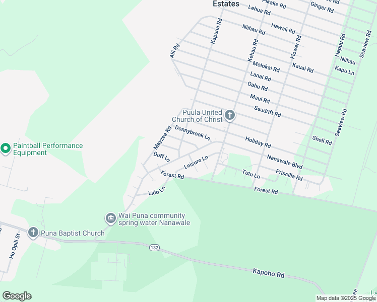 map of restaurants, bars, coffee shops, grocery stores, and more near 14-3433 Nanawale Boulevard in Pāhoa