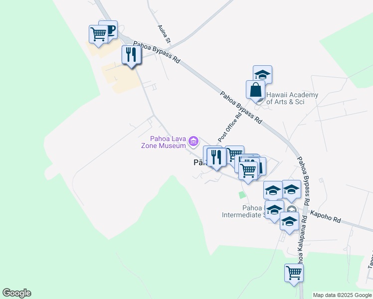 map of restaurants, bars, coffee shops, grocery stores, and more near in Pāhoa