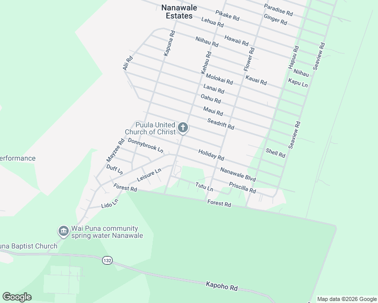 map of restaurants, bars, coffee shops, grocery stores, and more near 14-3484 Church Road in Pāhoa