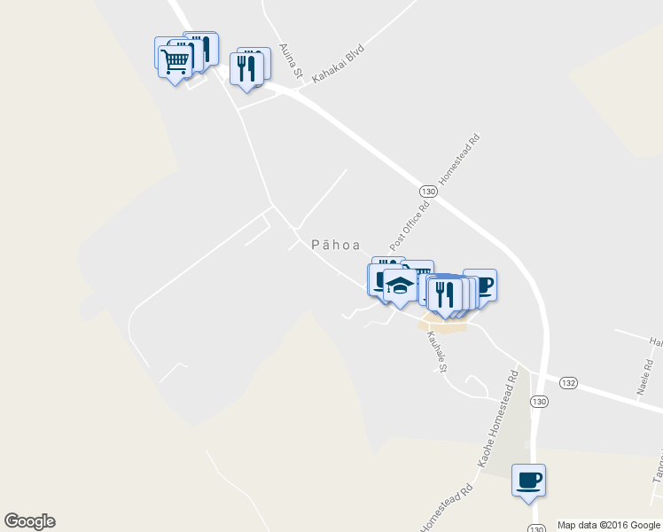 map of restaurants, bars, coffee shops, grocery stores, and more near 229 Keaau-Pahoa Road in Pāhoa