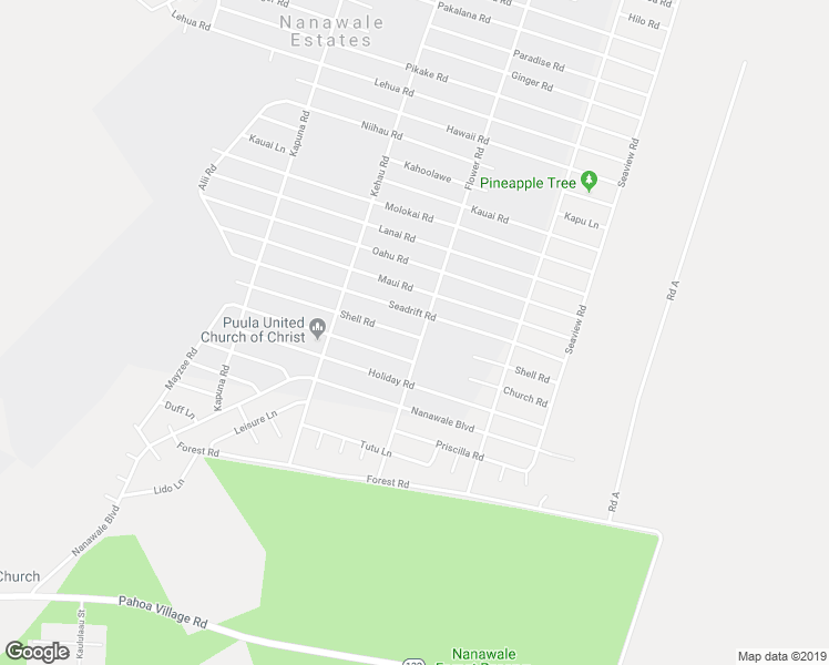 map of restaurants, bars, coffee shops, grocery stores, and more near 14-3517 Shell Road in Pāhoa