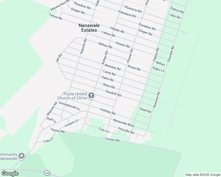 map of restaurants, bars, coffee shops, grocery stores, and more near 14-3499 Maui Road in Pāhoa