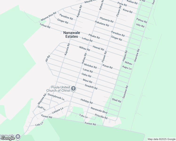 map of restaurants, bars, coffee shops, grocery stores, and more near Lanai Road in Hawaii County