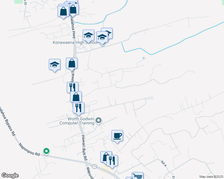 map of restaurants, bars, coffee shops, grocery stores, and more near 81-1080 Saint John's Road in Kealakekua