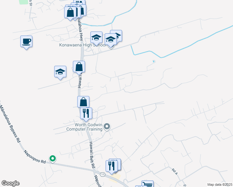 map of restaurants, bars, coffee shops, grocery stores, and more near 81-1080 Saint John's Road in Kealakekua