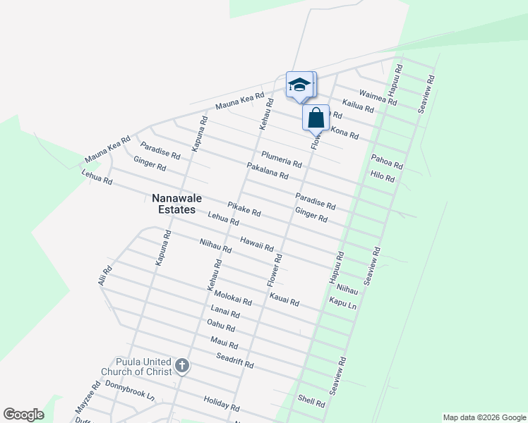 map of restaurants, bars, coffee shops, grocery stores, and more near 14-3469 Pikake Road in Pāhoa