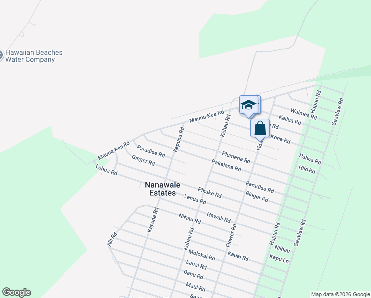 map of restaurants, bars, coffee shops, grocery stores, and more near 14-3425 Pakalana Road in Pāhoa