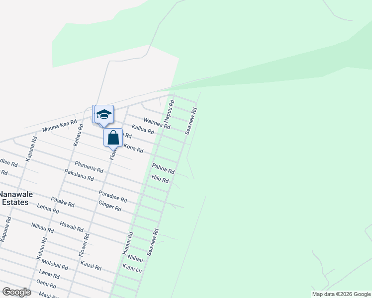 map of restaurants, bars, coffee shops, grocery stores, and more near 14-573 Seaview Road in Pāhoa