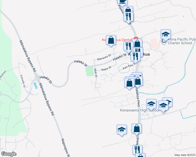 map of restaurants, bars, coffee shops, grocery stores, and more near 81-6636 Muli Street in Kealakekua