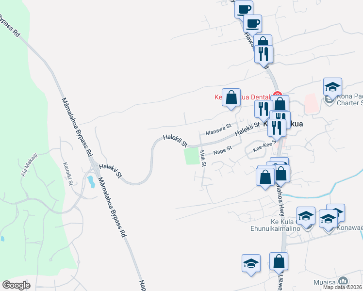 map of restaurants, bars, coffee shops, grocery stores, and more near 81-868 Halekii Street in Kealakekua