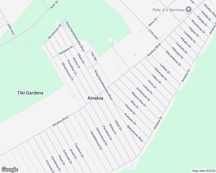 map of restaurants, bars, coffee shops, grocery stores, and more near 16-420 Ainaloa Boulevard in Pāhoa