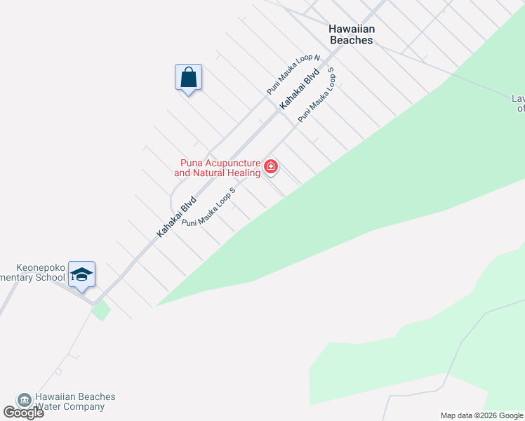 map of restaurants, bars, coffee shops, grocery stores, and more near 15-2788 Aweoweo Street in Pāhoa