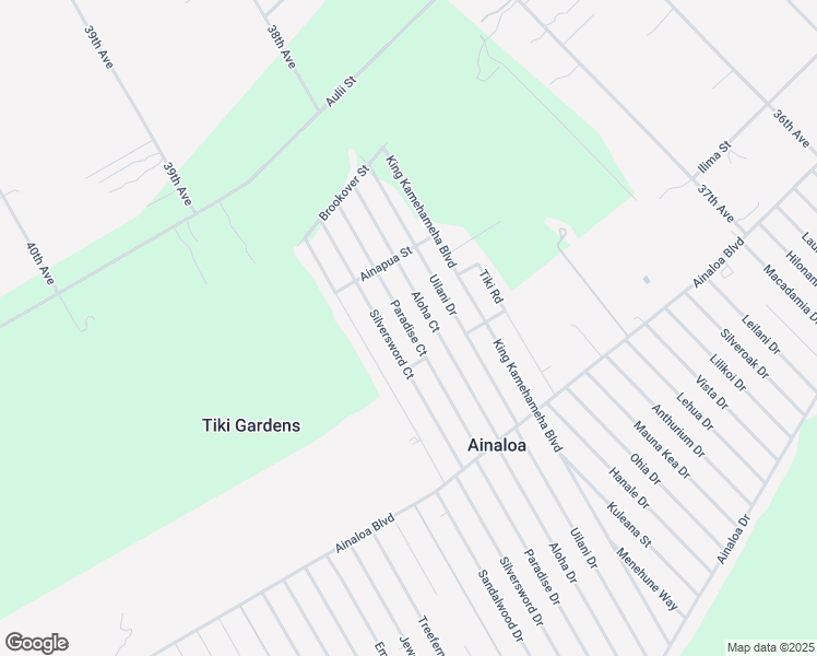 map of restaurants, bars, coffee shops, grocery stores, and more near Paradise Court in Hawaii County