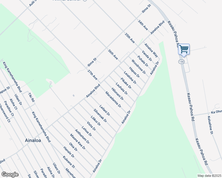 map of restaurants, bars, coffee shops, grocery stores, and more near 16-2045 Hilonani Drive in Pāhoa