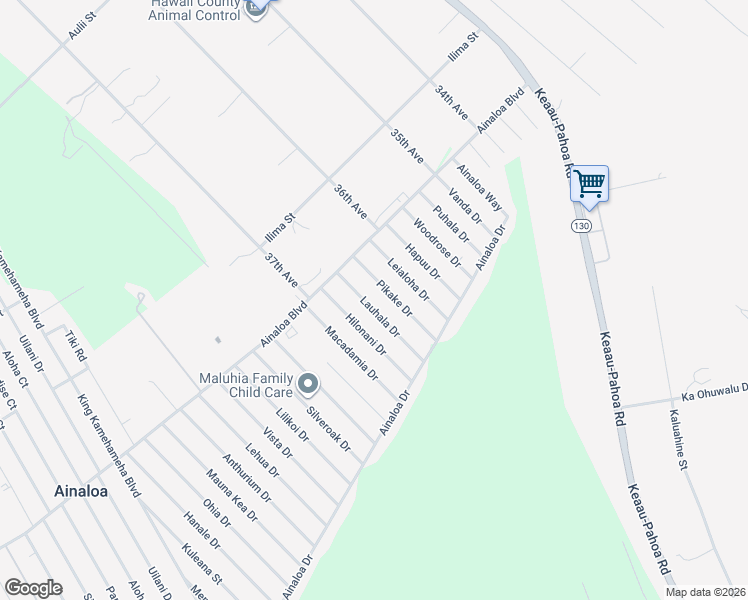 map of restaurants, bars, coffee shops, grocery stores, and more near 16-2061 Lauhala Drive in Pāhoa