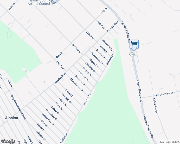 map of restaurants, bars, coffee shops, grocery stores, and more near 16-2073 Pikake Drive in Pāhoa