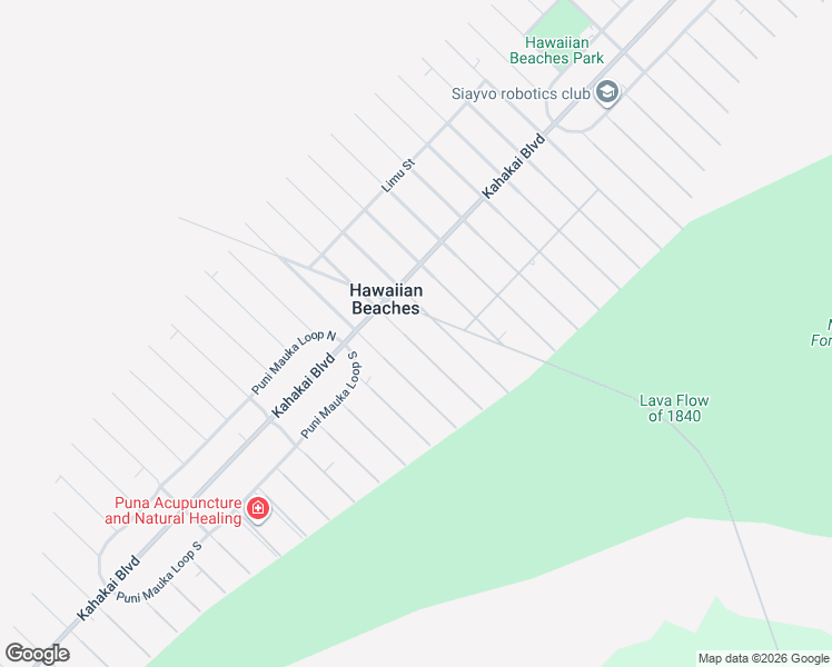 map of restaurants, bars, coffee shops, grocery stores, and more near 15-2772 Kawakawa Street in Pāhoa