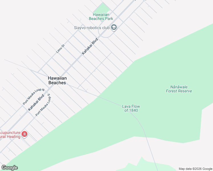map of restaurants, bars, coffee shops, grocery stores, and more near 15-2825 Lalakea Street in Pāhoa