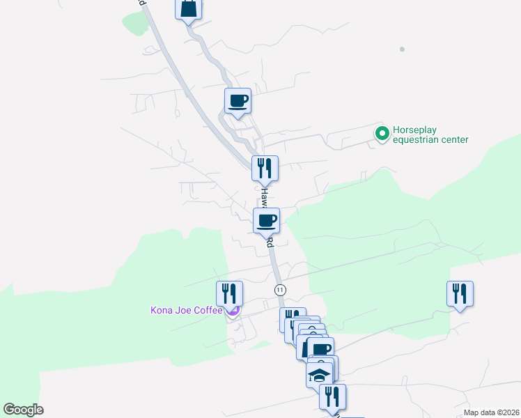 map of restaurants, bars, coffee shops, grocery stores, and more near 79-7262 Nahenahe Loop in Kealakekua