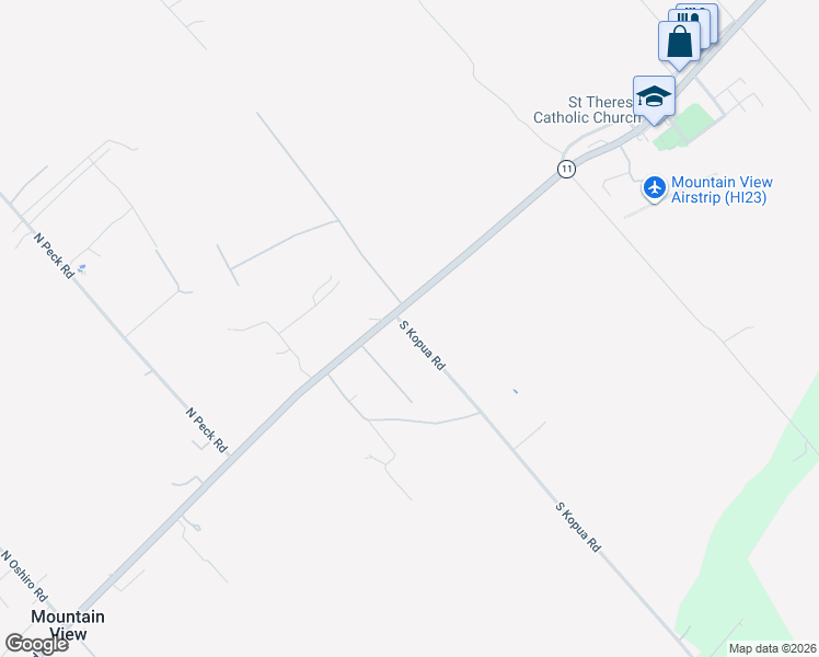 map of restaurants, bars, coffee shops, grocery stores, and more near Mamalahoa Highway in Mountain View