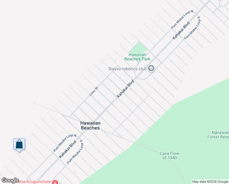 map of restaurants, bars, coffee shops, grocery stores, and more near 15-2739 Lalakea Street in Pāhoa