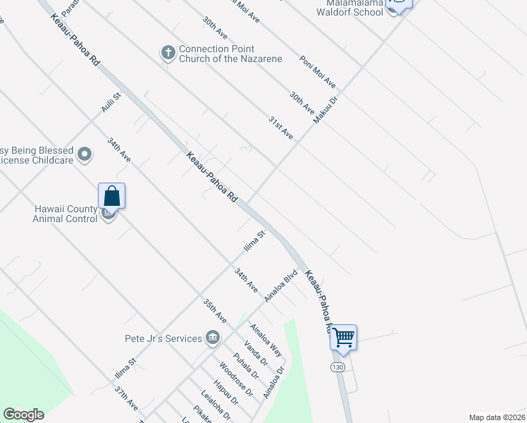 map of restaurants, bars, coffee shops, grocery stores, and more near 15-1982 33rd Avenue in Keaau