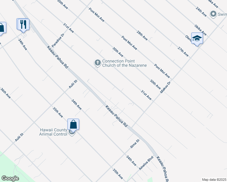 map of restaurants, bars, coffee shops, grocery stores, and more near 15-1878 32nd Avenue in Keaau