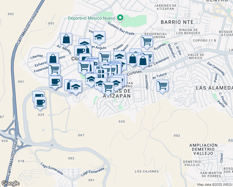 map of restaurants, bars, coffee shops, grocery stores, and more near in Ciudad López Mateos