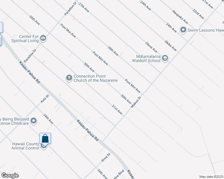map of restaurants, bars, coffee shops, grocery stores, and more near 15-1916 30th Avenue in Keaau