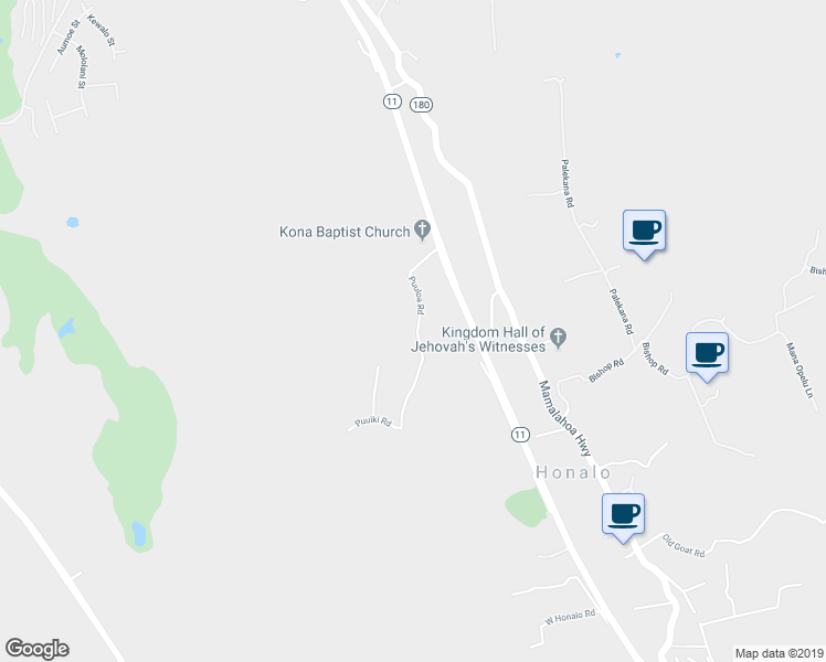 map of restaurants, bars, coffee shops, grocery stores, and more near 78-7206 Puuloa Road in Kailua-Kona