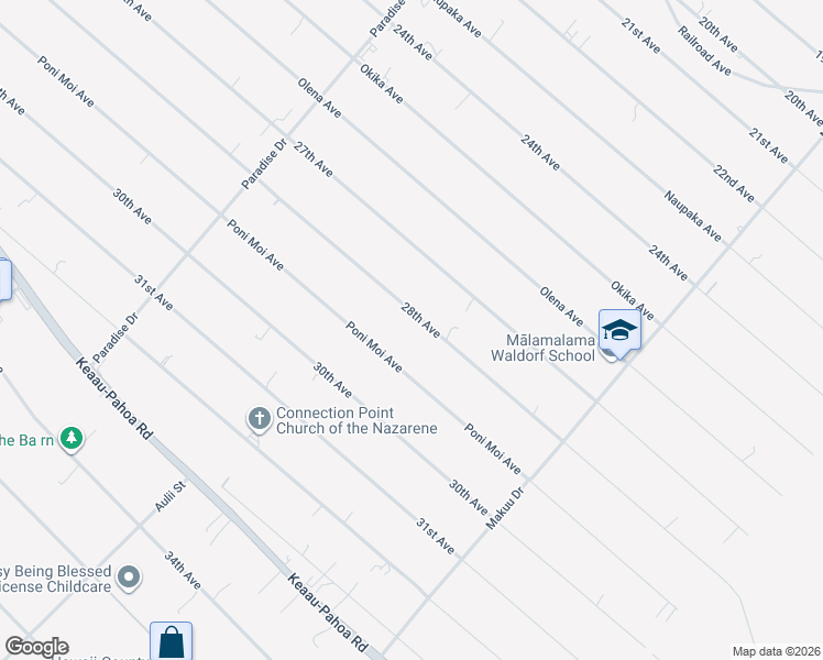 map of restaurants, bars, coffee shops, grocery stores, and more near 15-1868 28th Avenue in Keaau