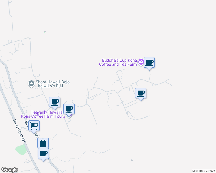 map of restaurants, bars, coffee shops, grocery stores, and more near 78-1275 Bishop Road in Holualoa