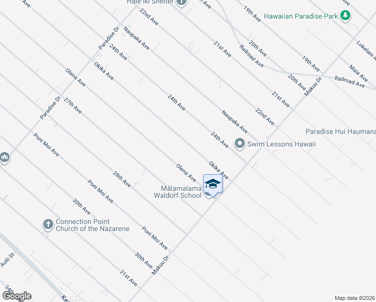map of restaurants, bars, coffee shops, grocery stores, and more near 15-1906 25th Avenue in Keaau