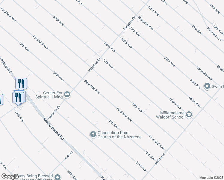 map of restaurants, bars, coffee shops, grocery stores, and more near 15-1812 28th Avenue in Keaau