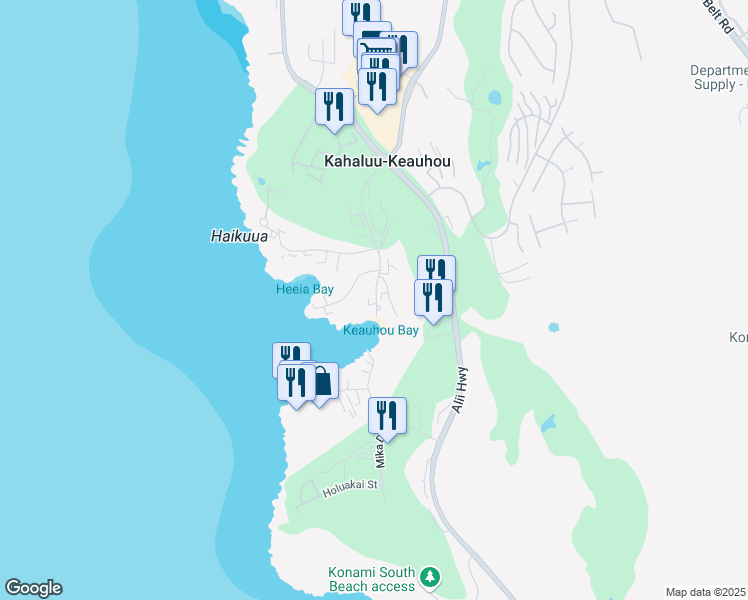 map of restaurants, bars, coffee shops, grocery stores, and more near 78-7106 Kamehameha III Road in Kailua-Kona