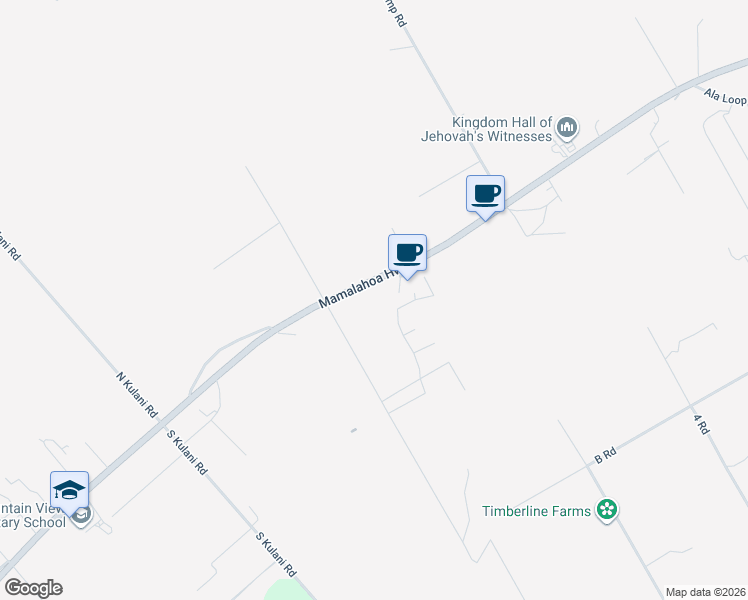 map of restaurants, bars, coffee shops, grocery stores, and more near 17-1017 Volcano Road in Mountain View